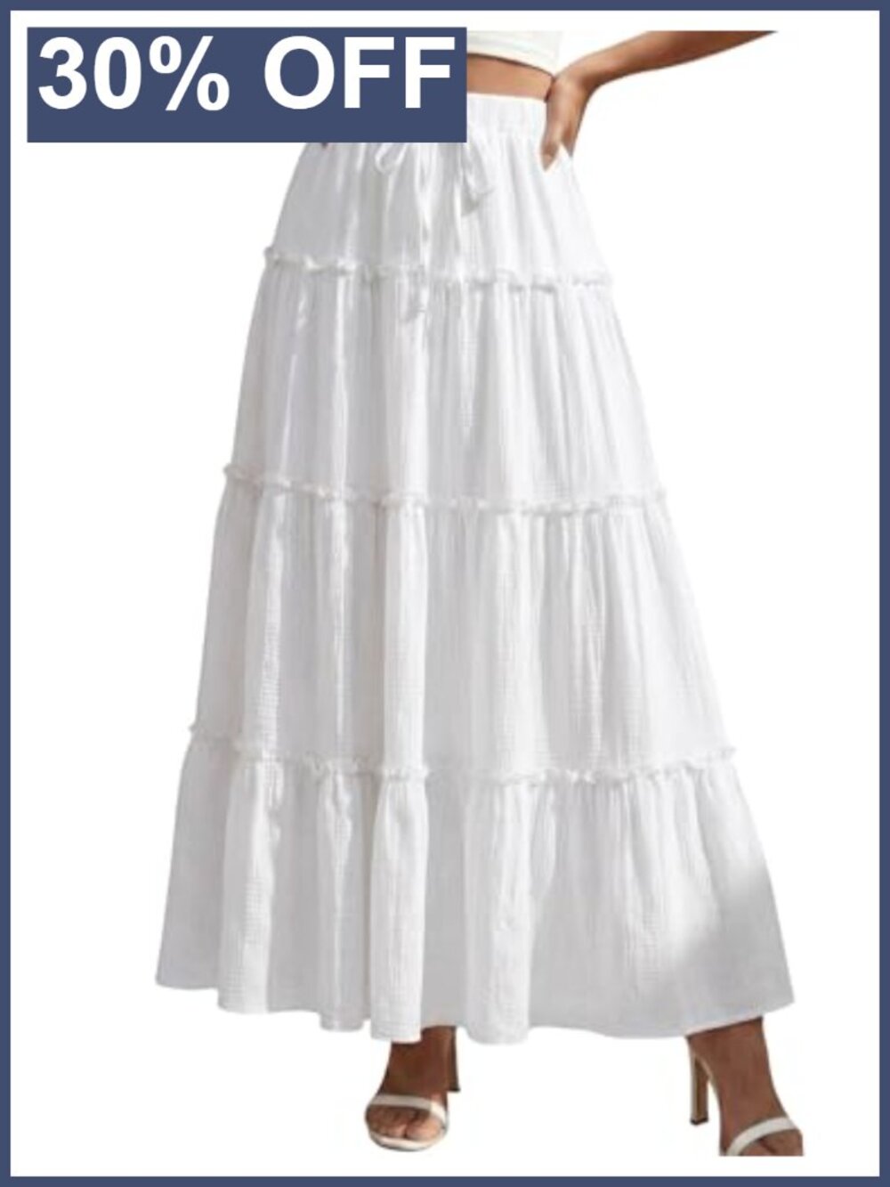 Womens Boho Maxi Skirt Flowy Ruffle Tiered High Waisted Long Skirt